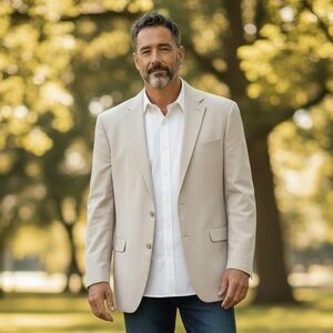 Lauren Ralph Lauren Preppy Sport Coat Modal/Polyester Blazer Men’s Size 44R Tan